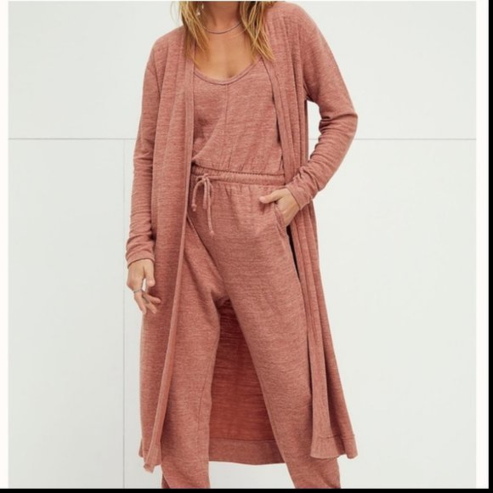 FP BEACH Bi-Coastal Coral Pink Long Oversized Slim Fit Cardigan Size‎ S